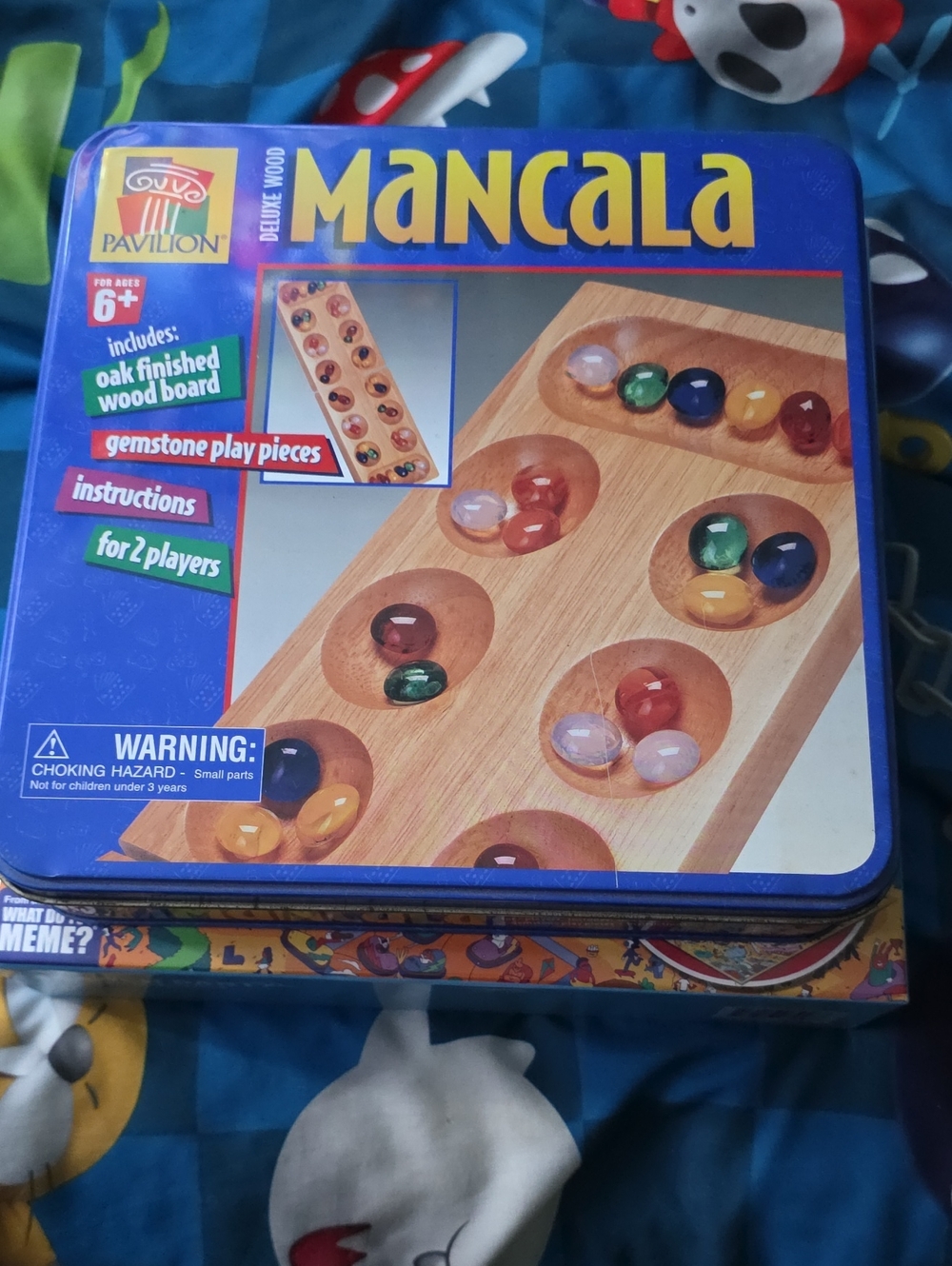Mancala Classic Strategy Game - Blue Tin